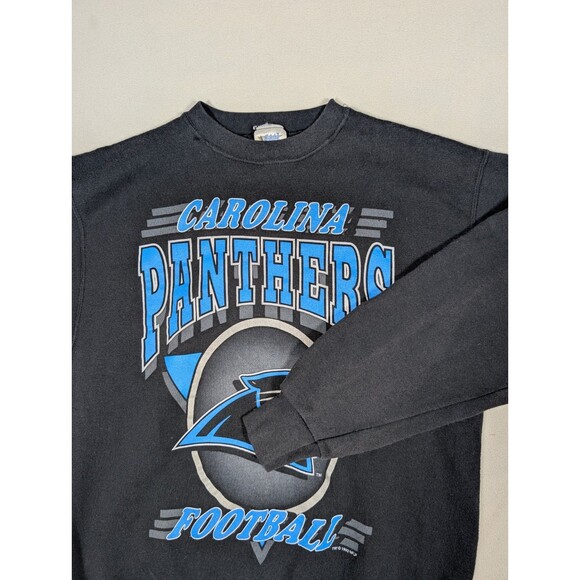 Vtg 90’s Official Fan NFL Carolina Panthers Crewneck Sweater Inaugural Black L - Picture 1 of 10